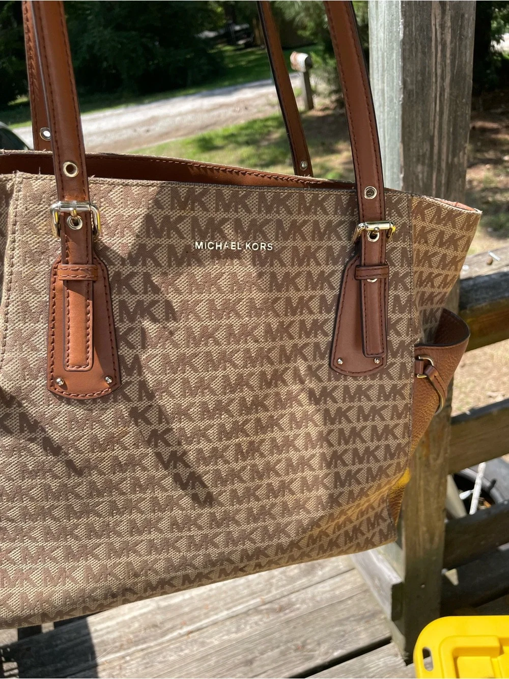 Michael Kors Tan/Brown MK Logo Messenger Tote